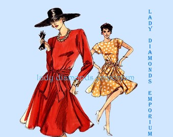 Vogue 7271 Womens Fitted & Flared Dress size 14 16 18 Bust 36 38 40 Very Easy Vintage 1980’s Plus Size Rockabilly Sewing Pattern Uncut FF