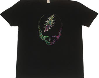 Grateful Dead T-shirt/ Sparkling Steal Your Face/Stealie/13 Point Lightning Bolt/ Screen printed on a super soft black T.
