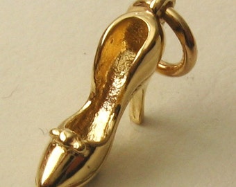 Genuine SOLID 9K 9ct YELLOW GOLD 3D High Heel Shoe charm/pendant