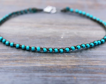 Turquoise Ankle Bracelet - Beaded Anklet - Boho Anklet - Boho Jewelry - Bohemian Ankle Bracelet - Turquoise Anklet - Boho Ankle Bracelet