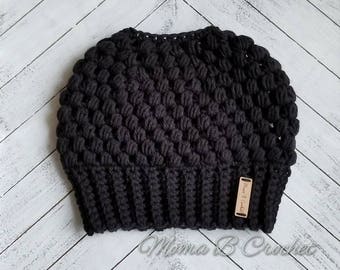 Crochet Messy Bun Hat, Messy Bun Hat, Messy Man Bun Hat, Pony Tail Hat, Messy Bun Toque, Claire Messy Bun, Claire Messy Bun Hat