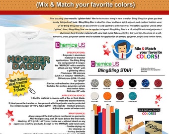 3 Yards Chemica BLING BLING STAR Heat Transfer Vinyl (Mix & Match your favorite colors) ***Free Shipping***