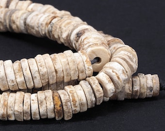 Ancient ostrich eggshell beads strand. Turkana, Kenya. Tribal, ethnic jewelry