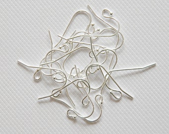 Sterling silver ear wires - 20pcs - 21 gauge - ballhead hook ear wire - ball end hook ear wire - sterling silver shepherd hook ear wire