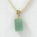 Vintage 1970s small rectangular green stone pendant, translucent glass rectangle, jade, sage, basil, 18 inch gold ball chain, brick block