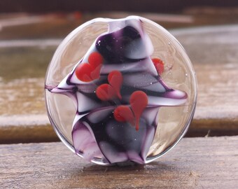 Lampwork Glass Bead Focal - Three of Hearts