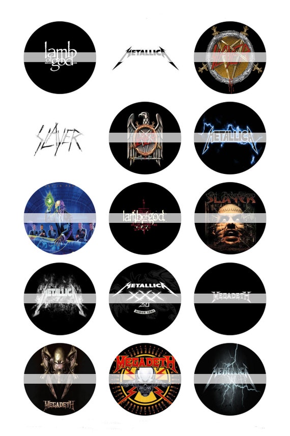 heavy metal music 1 inch circles bottle cap circles image template