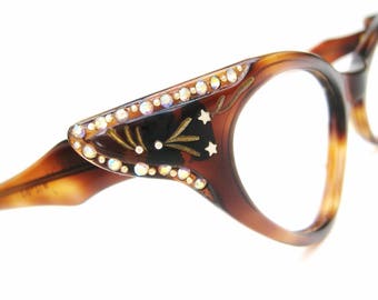 Vintage Winged Cat Eye Glasses Eyeglasses or Sunglasses 1950s Frame