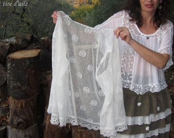 White shirt romantic old lace, shabby chic, boho, Bohemian, gypsy
