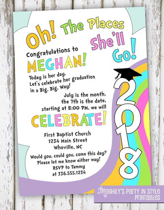 Oh The Places You'll Go graduation invitation