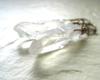 Crystal Point, Quartz Crystal Point Earrings, Handmade Artisan Gemstone Dangle Drop Earrings, Gemstone Jewelry, Quartz Earrings