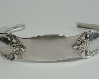 Antique Rogers Oneida Hammered Silver Plate Flatware Cuff Bracelet Size 7