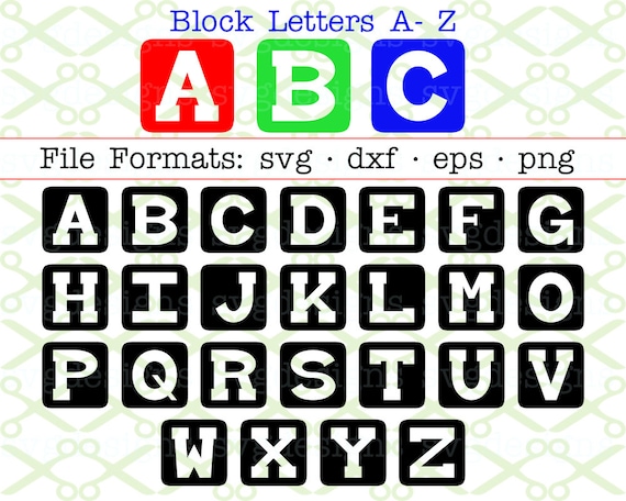 BLOCK Letters Svg Dxf Eps Png 26 Capital Letters Svg Kids