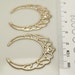 5 Pieces - Raw brass filigree design connector half moon