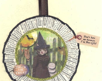 Kitty Cat Witch | Halloween Ornament | Victorian Style