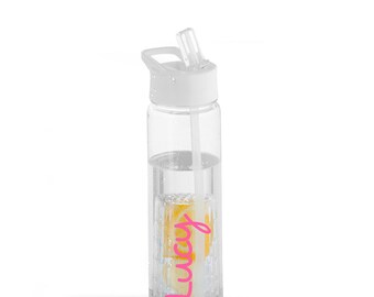 Personalised Water Bottle with straw - Love 740ml - island fruit Infuser sports drinks bottle ANY NAME