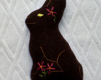 Dark Chocolate Wool Easter Bunny