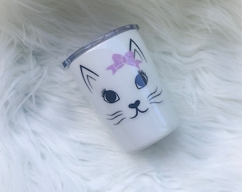 Kids Tumbler Cup, Kids Glitter Tumbler, Kids Cat Tumbler, Kids Animal Tumbler Cup, Cat Cup, Cat Tumbler, Cat Lover Tumbler