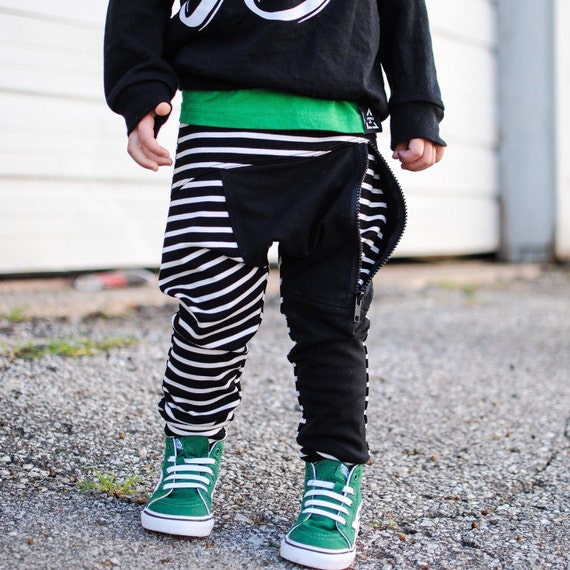 Baby boy hipster clothes / Stripe harem pants / Baby boy