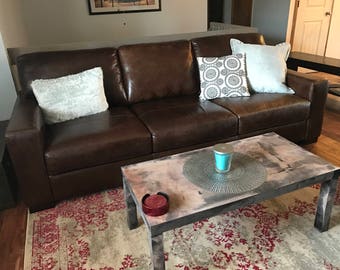 Rustic Industrial Faux Metal Coffee Table