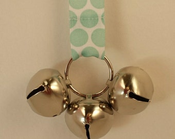 Training Door Bells For Your Doggie *White with Light Spa Green Dots*