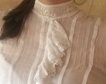 Edwardian gauze blouse | 1910s cotton lawn blouse | Antique Irish lace