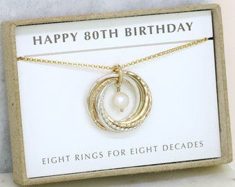 80th birthday gift, June birthstone necklace 80th, pearl necklace for 80th birthday - Lilia