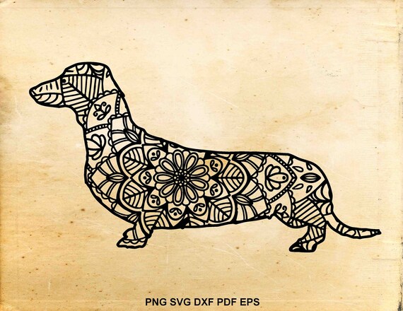 Zentangle dachshund svg Doodle dachund Dachshund mandala