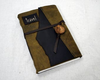 Leather Travel Journal with Recycled Paper-Large