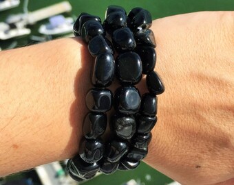 Black Obsidian Bracelet, Healing Crystals and Stones, Protection Amulet Stones, Black Obsidian Jewelry