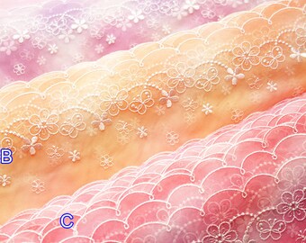 10 meter 16cm 6.29" wide orange pink tulle embroidered fabric tapes lace trim ribbon A20R311O0123T free ship