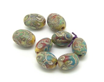 Handmade Lampwork Enamelled Barrel Beads SRA Made to Order