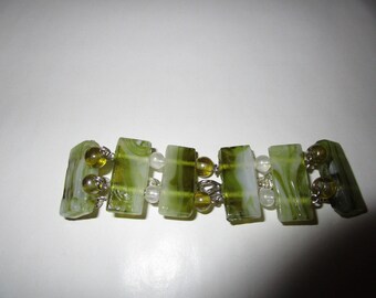 Multi Colored Gree Glass Beaded Bracelet