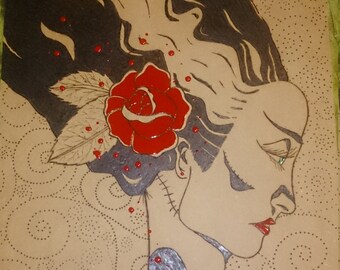 Pyrography bride of Frankenstein