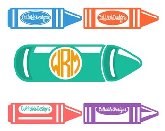 Crayon Monogram Frame Cuttable Design PNG DXF SVG & eps File Silhouette Designs Cameo