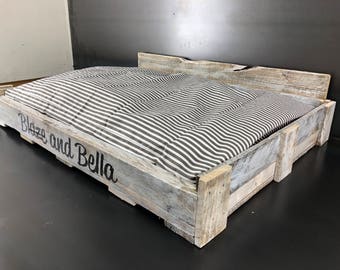 Personalized Pallet Dog Bed in whitewash