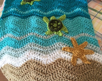 Sea Turtle crocheted Lovey- Sea Turtle crocheted Security Blanket