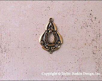Antiqued Polished Brass Bohemian Victorian Art Nouveau Jewelry Earring or Pendant Jewelry Drop (item 1160 AG) - 6 Pieces