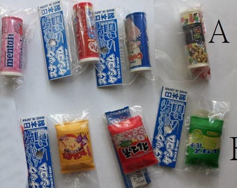 Snacks erasers Set 3/ 4 /Rubber, Iwako ,Japanese eraser , Novelty Stationery Gift, Best Friend Gift, gomine,gommine