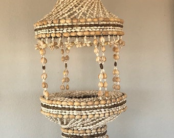 Vintage Shell Chandelier - Hanging Shell Planter - Seashell Decor - Hanging Planter - Bohemian Hanging Plant - Strung Shell Chandelier, Rad!