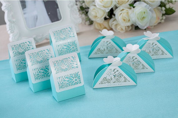 50 Tiffany Blue Wedding Favor Boxes/DIY Wedding Favors for ...