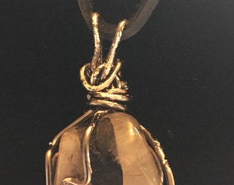Wire wrapped Black Tourmalinated Quartz