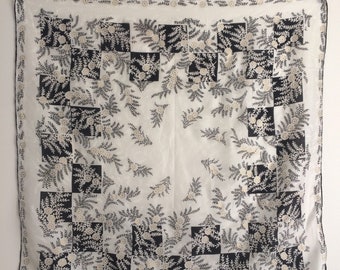 Vintage Black White and Gold Scarf