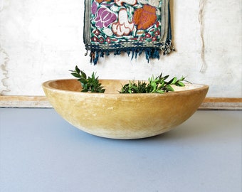 Vintage wooden dough bowl, farmhouse bowl, rustic wood bowl, Munising wooden bowl, cottage chic decor