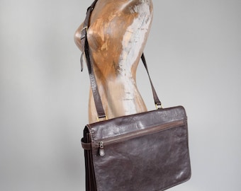Vintage Leather Briefcase. Leather Satchel. Laptop Bag. Mens Leather Bag