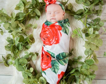 Swaddle Blanket and Headband, Swaddle Blanket and Headband, Custom Swaddle Blanket, Blanket and Headband, Baby Swaddle Blanket