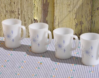 Iconic Pyrex Milk Glass Coffee Cups Set of Four