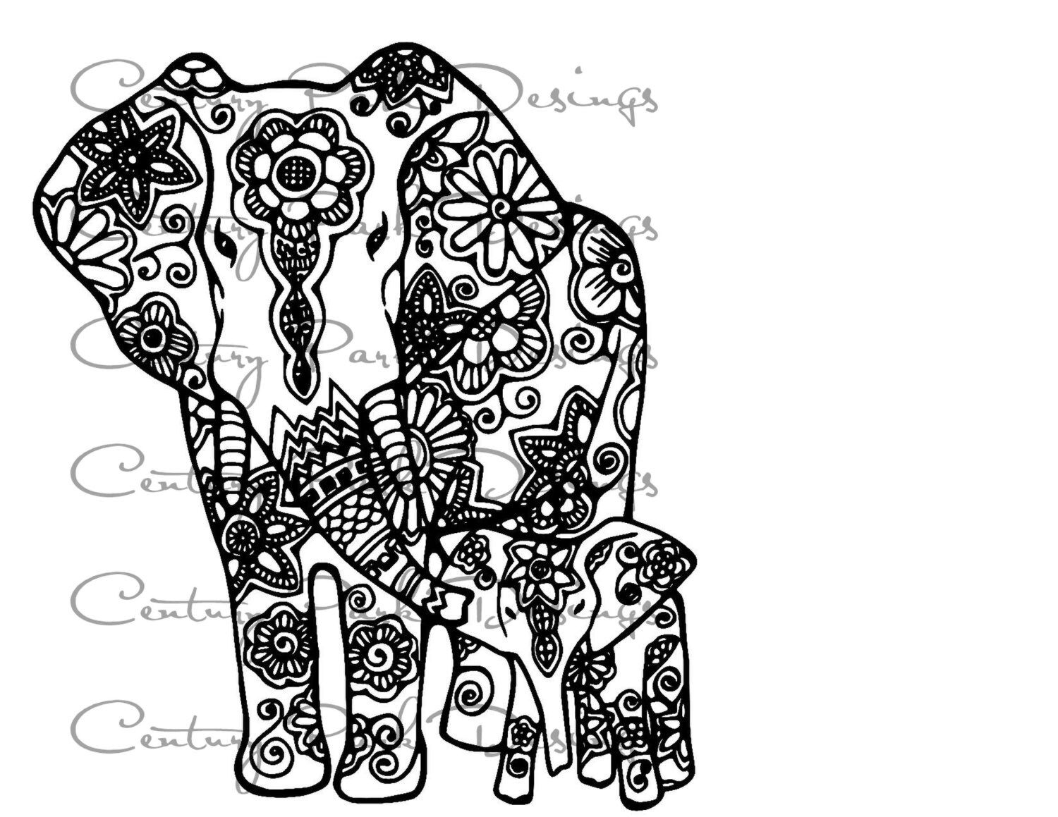 Download Elephant & Baby mandala SVG / JPEG / PNG /pdf/ use with