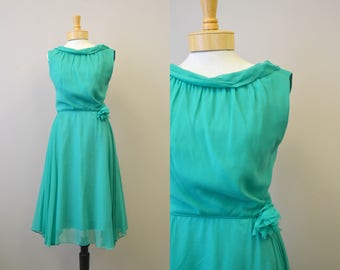1960s R&K Green Chiffon Dress