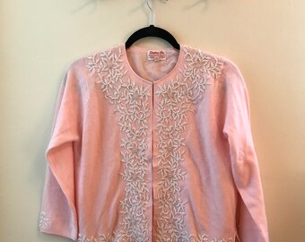 Gorgeous 1940's Vintage Wool Beaded Cardigan Sweater